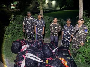 भारत-नेपाल सीमा पर 303.900 किलो गांजा जब्त, तस्कर अंधेरे का लाभ उठाकर फरार