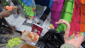 50 हजार पेंसिल से बन रही मां दुर्गा की अनोखी प्रतिमा, बिना मिट्टी के मूर्ति निर्माण